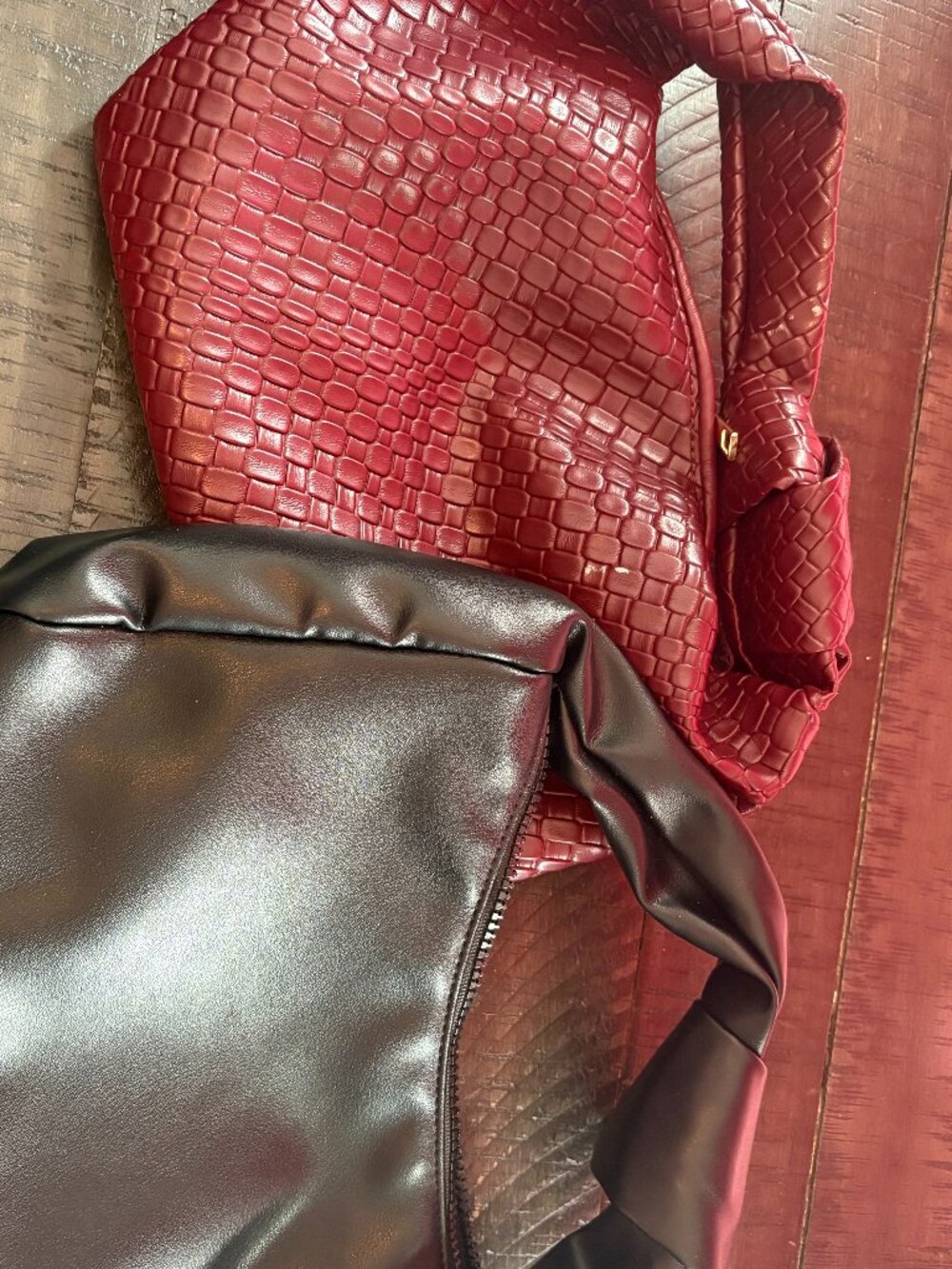 2 cool knotted black and maroon handle strap purses! Both for $15!